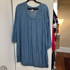 Blue V-Neck Women's Dress
